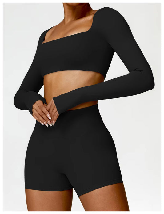 Gigi Long Sleeved Cropped Top and Shorts Set