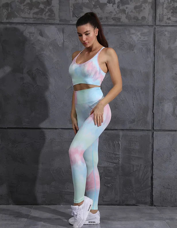 Tie Dye Crop Top and Leggings Set